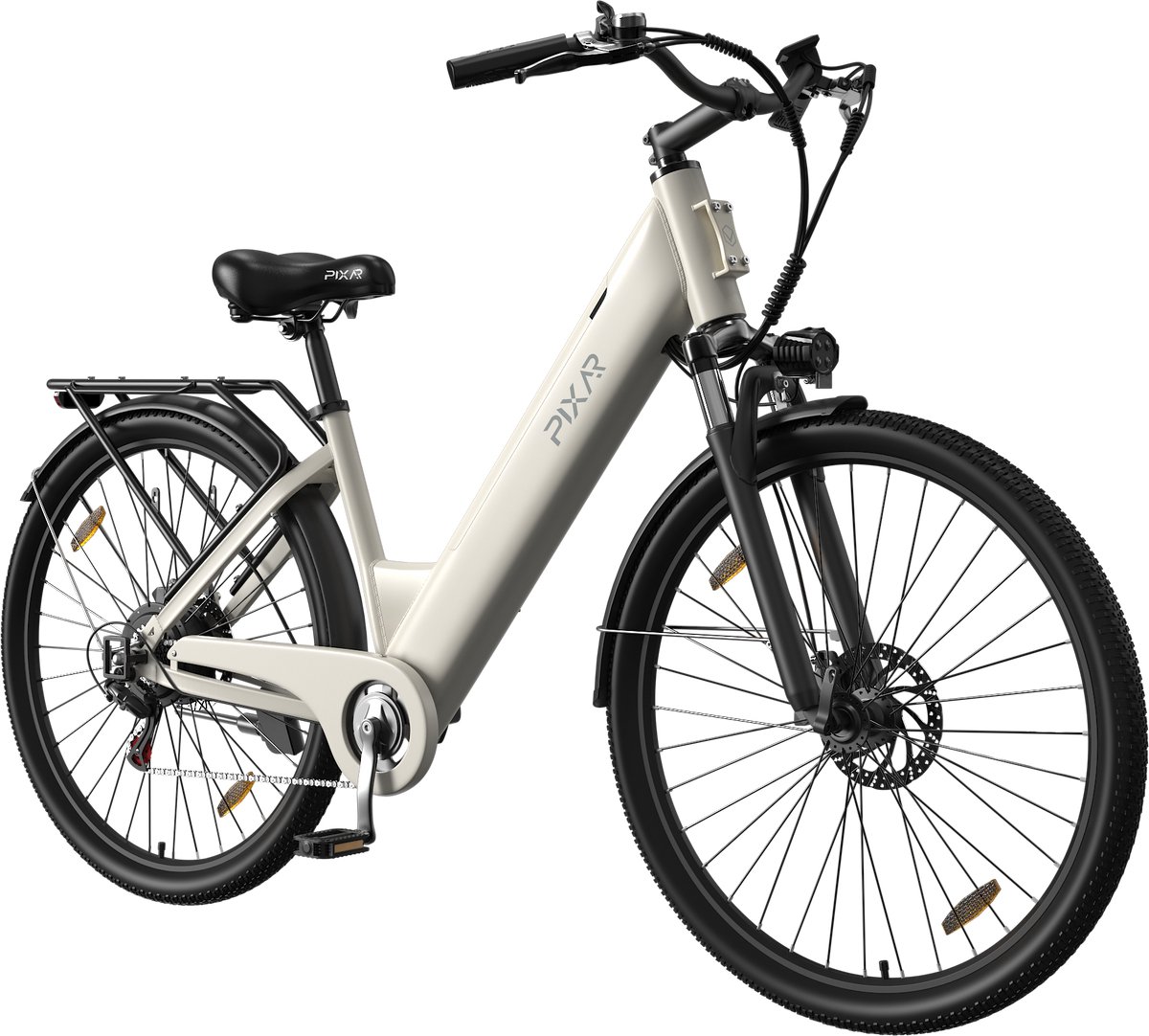 Pixar C1 Elektrische Fiets - Actieradius 40-50km - Motor 250W - Battery 36V13AH - Shimano 7 Versnellingen - 28 Inch E-Bike Stadsfiets - Wit Fiets (elektrisch) kopen online