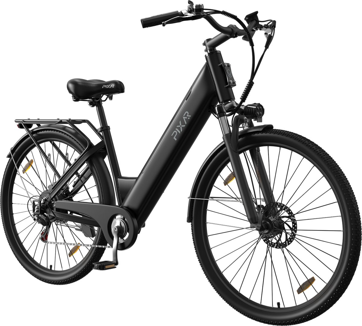 Pixar C1 Elektrische Fiets - Actieradius 40-50km - Motor 250W - Battery 36V13AH - Shimano 7 Versnellingen - 28 Inch E-Bike Stadsfiets - Zwart Fiets (elektrisch) kopen online