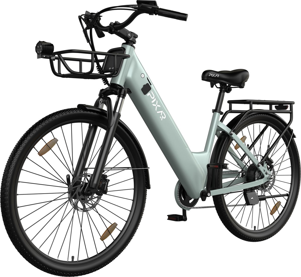 pixar c1pro elektrische fiets actieradius 60 80km motor 250w battery 36v18ah eve shimano 7 versnellingen 28 inch e bike stadsfiets groen