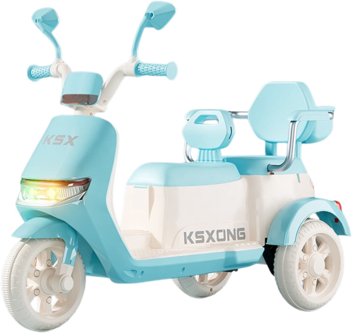 qualy living kinderscooter elektrische kinder scooter met muziek usb 12v 35cm zit hoogte 0 6 jaar 3km u extra functies blauw 2 zitplaats kinderauto