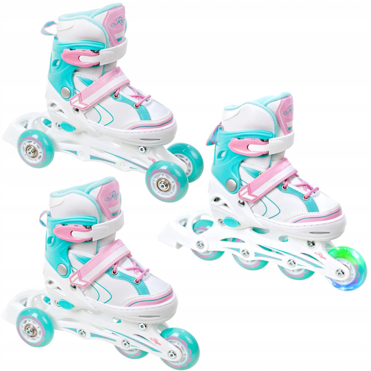 raven lia mint 3 in 1 skates rollers maat 34 37 led wiel