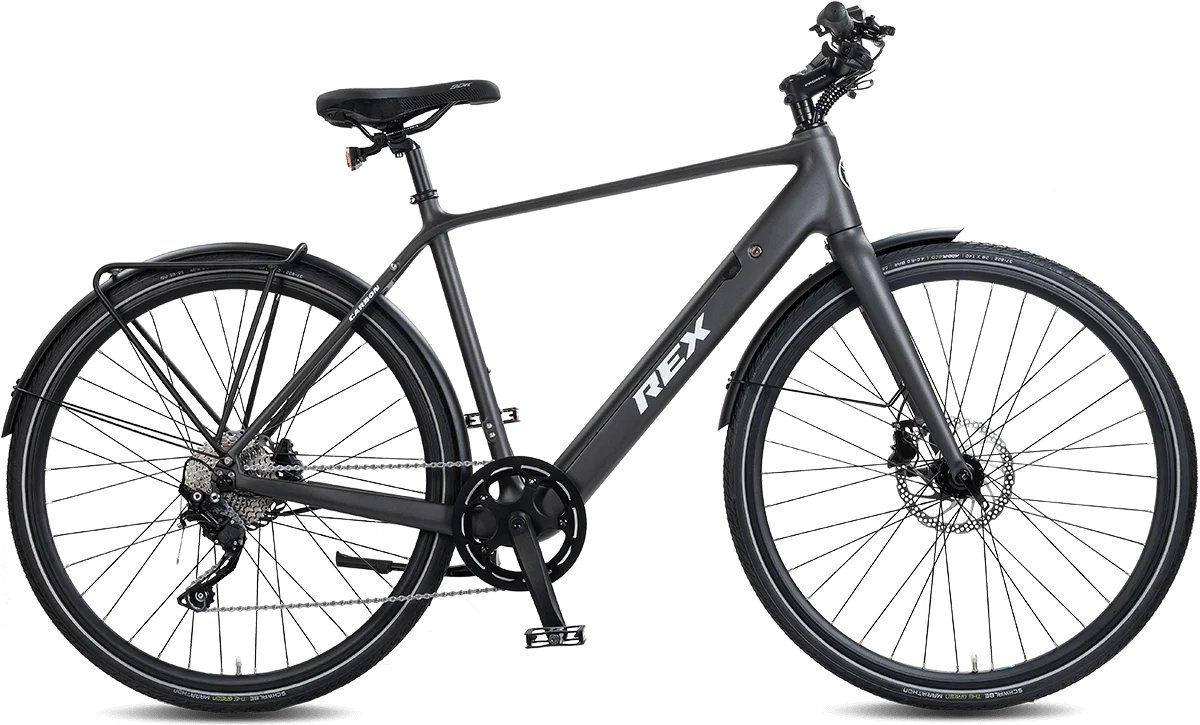 Rex Carbon City Elektrische Fiets - 28 inch elektrische fiets unisex- stadsfiets - Achtermotor 250W - SHIMANO 12 Versnellingen - voor dames en heren Fiets (elektrisch) kopen online