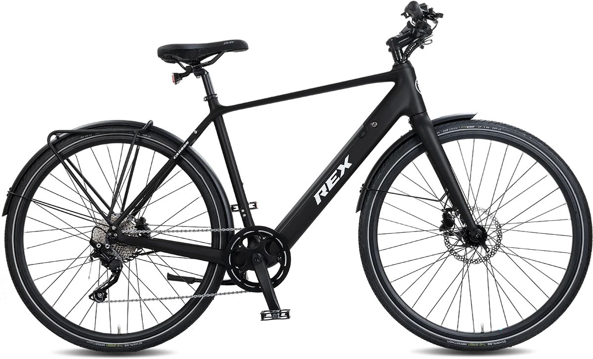 Rex Carbon City Elektrische Fiets - 28 inch elektrische fiets unisex- stadsfiets - Achtermotor 250W - SHIMANO 13 Versnellingen - voor dames en heren Fiets (elektrisch) kopen online