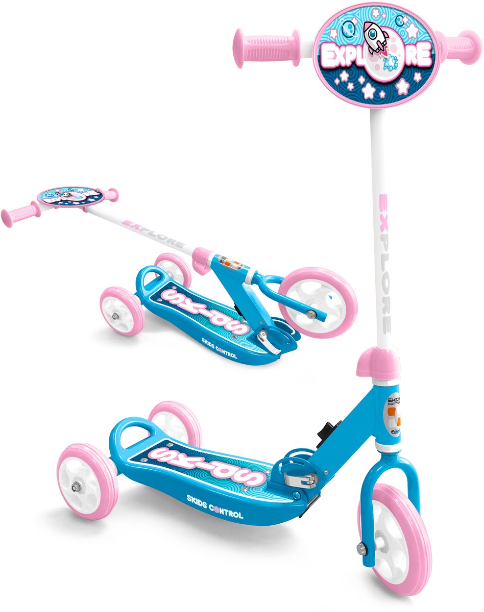 Roze opvouwbare driewielige step Skids Control Step kopen online