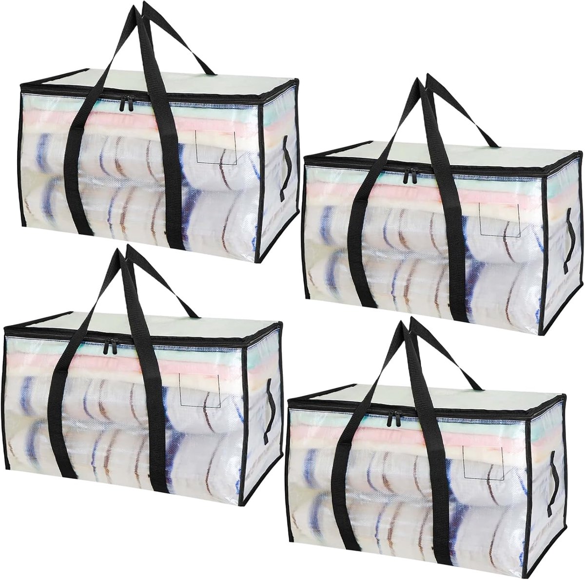 set van 4 grote kledingopbergtassen van 90 liter waterdichte opvouwbare verhuisdozen met ritssluiting een alternatief voor verhuisdozen voor kamperen beddengoed en kleding