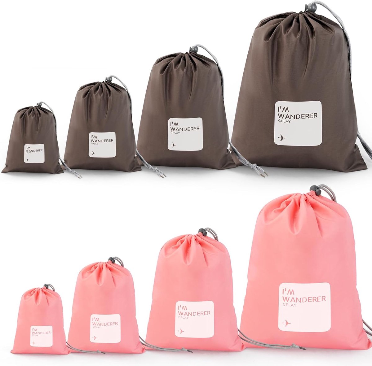 set van 8 stoffen tassen met trekkoord waterdichte nylon koffertassen kofferorganizer en inpaktassen voor sport reizen zwemmen wassen school en buitenactiviteiten ss s m l