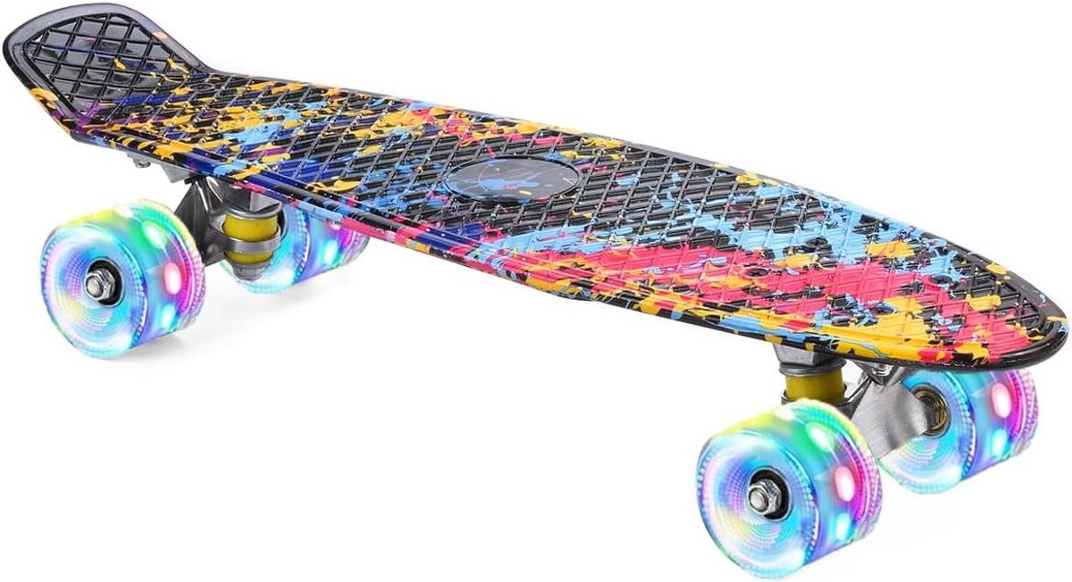Skateboard Cruiser - Mini Skateboard - Kinderen Leren Skaten - Lichtgevende PU Wielen - 22 inch - Blauw Skateonderdeel kopen online