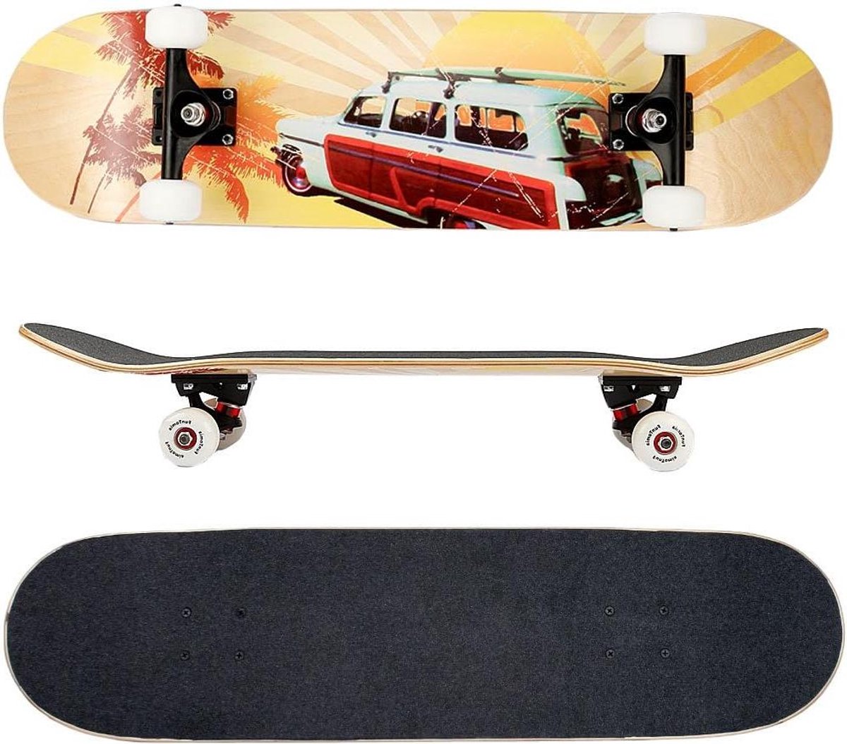 skateboard esdoornhout streetboard cruiser trucs en tricks abec 9 kogellagers 78 5 x 20 cm beachcar