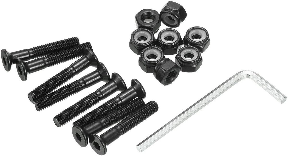 skateboard hardware kit montageschroeven moeren set skateboard reparatie inclusief montage sleutel 30mm schroeflengte zwart