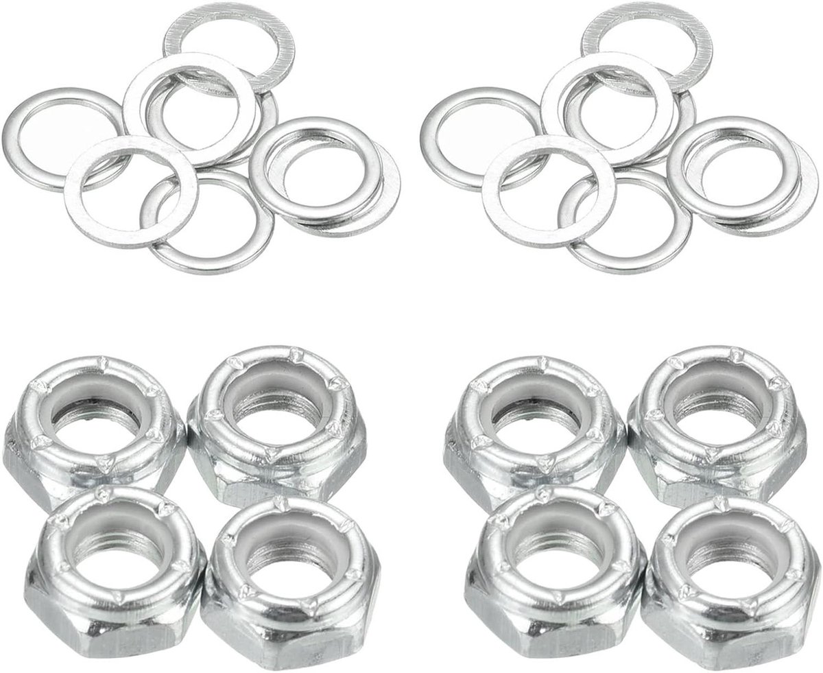 skateboard moeren set truck onderdelen reparatie kit 2 sets inclusief 5 16 inch zilver