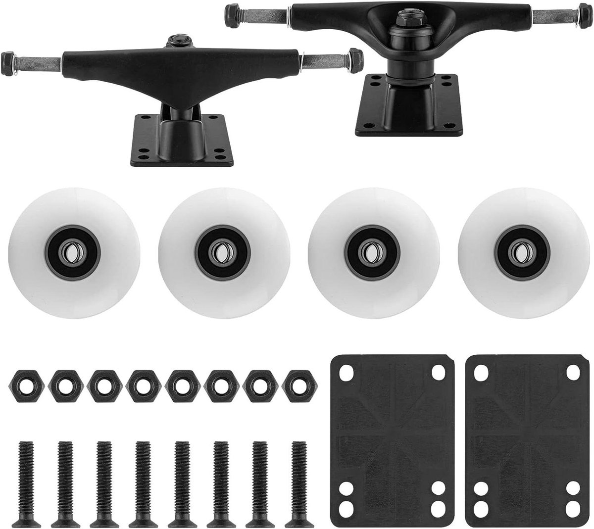 Skateboard Onderdelen Set - Wielen en Trucks - Skateboarden Bouwen - 95A Hardheid 52mm Wielen - Past 7.5-8 Inch - Wit Skateonderdeel kopen online