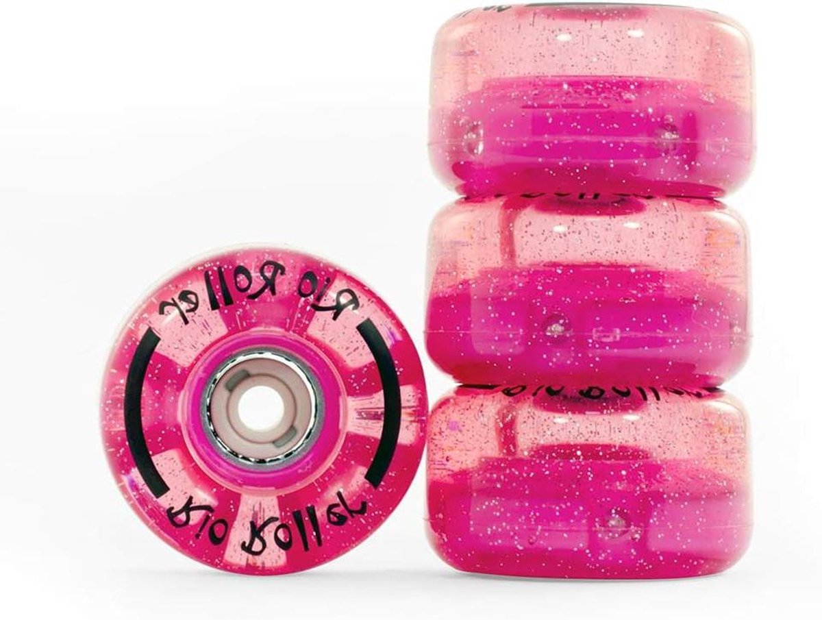 Skateboard Wielen - Roller Wieltjes - Skaten Buiten - Geïntegreerde LED's - 54 Millimeter - Roze Glitter Skateonderdeel kopen online