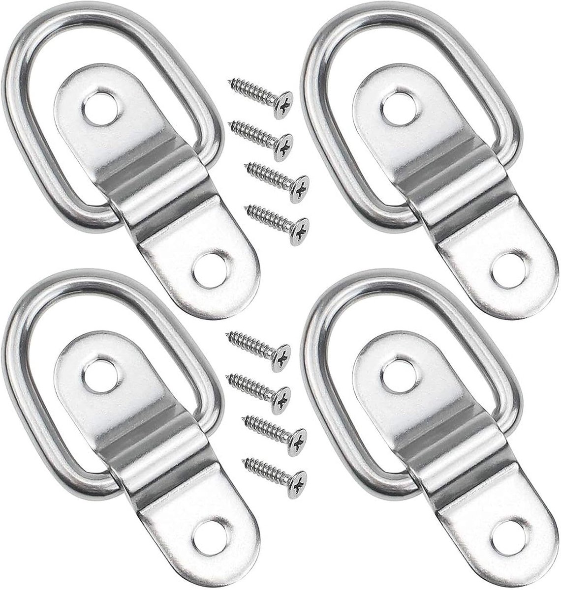 stainless steel d rings silver met montagehouder en schroeven voor truck rv mountain bike kayaks boten set van 4