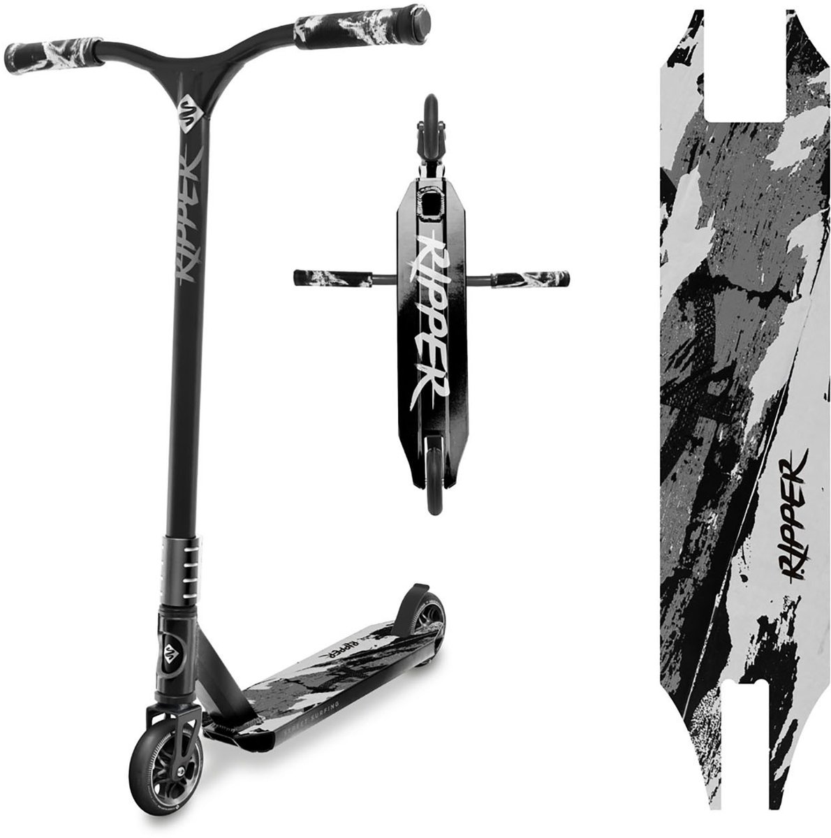 Street Surfing - Ripper Stuntstep - Black Scratch - 110mm Wielen Step kopen online
