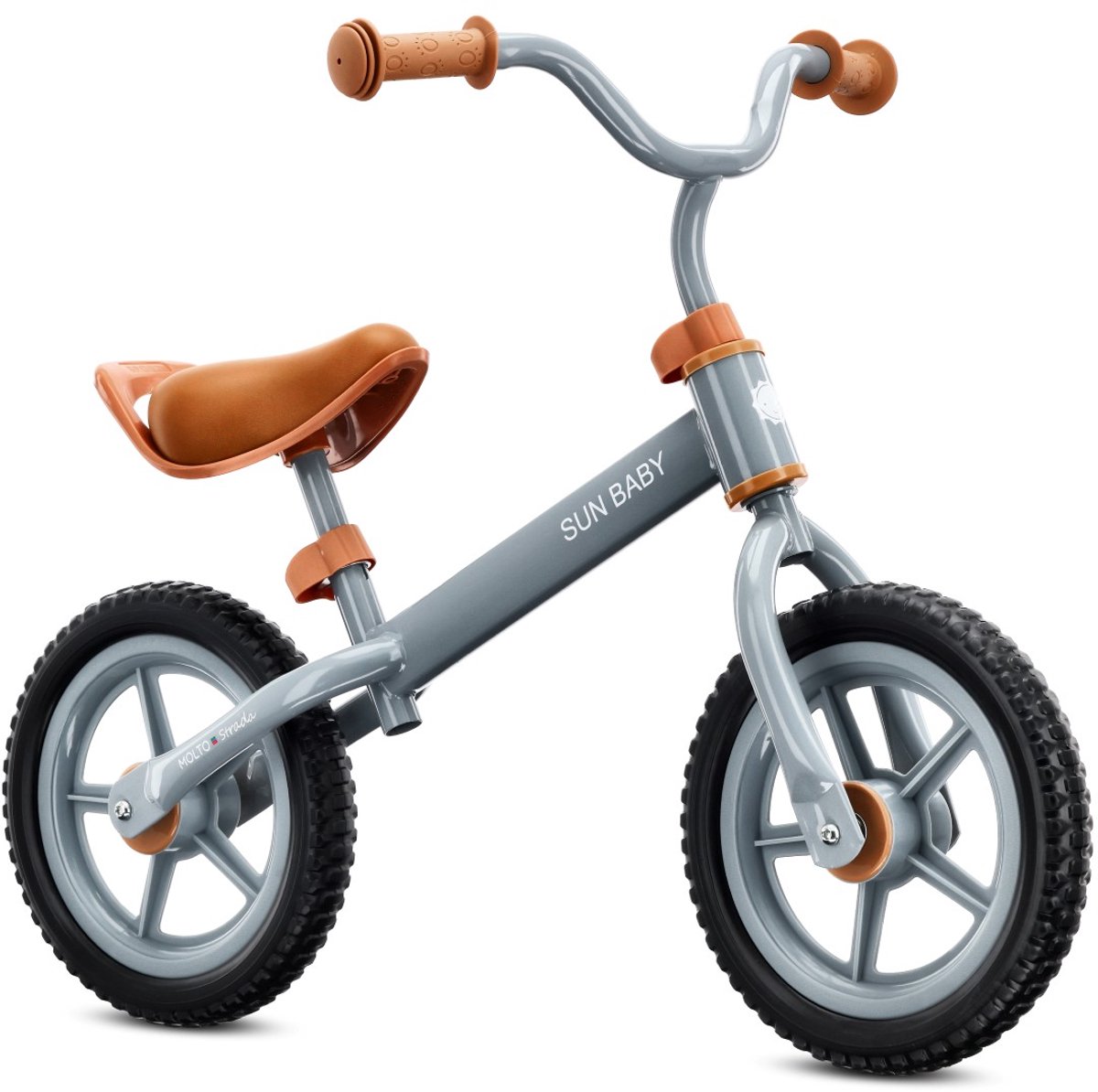 sun baby loopfiets voor kinderen 2 jaar molto strada max 30 kg loopfietsen met schuimrubberen banden verstelbaar zadel en stuur stalen frame gray