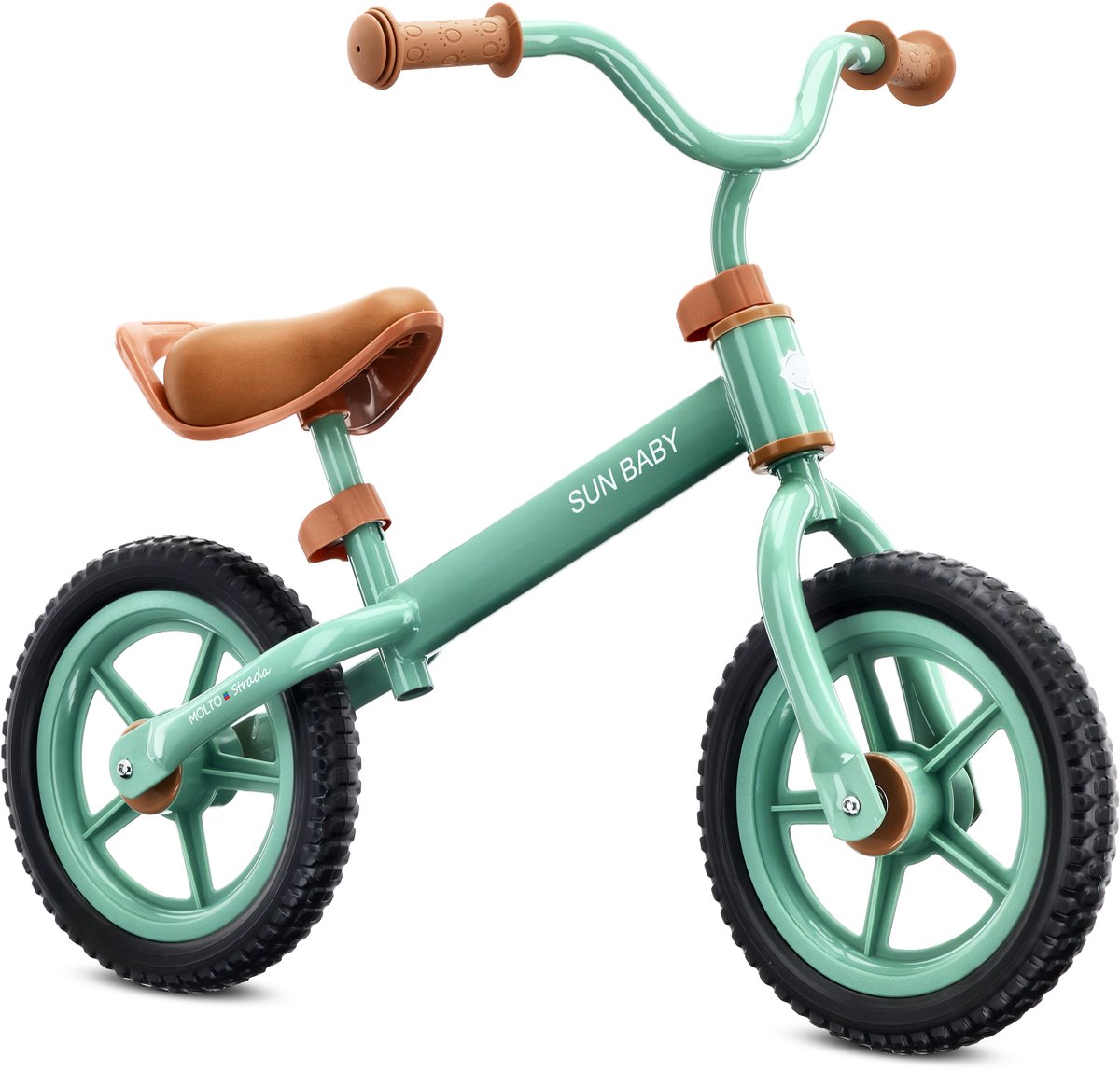 sun baby Loopfiets voor Kinderen 2 Jaar Molto Strada, max. 30 kg, Loopfietsen met schuimrubberen banden, verstelbaar zadel en stuur, stalen frame - Sage Green met zwarte banden Loopfiets kopen online
