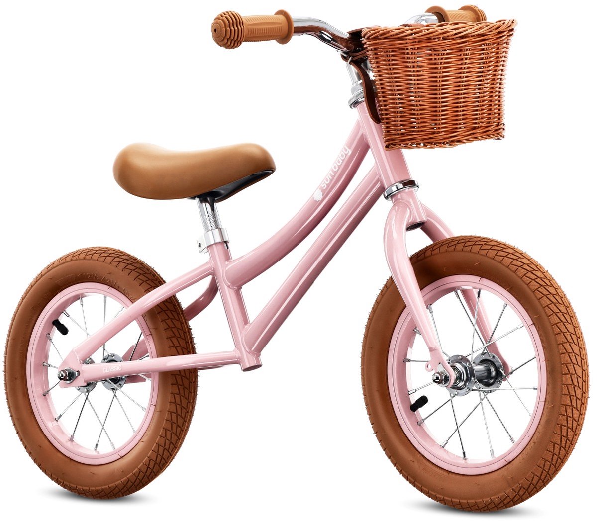 sun baby loopfiets voor kinderen classic 2 jaar max 30 kg loopfietsen stalen frame gekleurde luchtbanden verstelbaar zadel roze