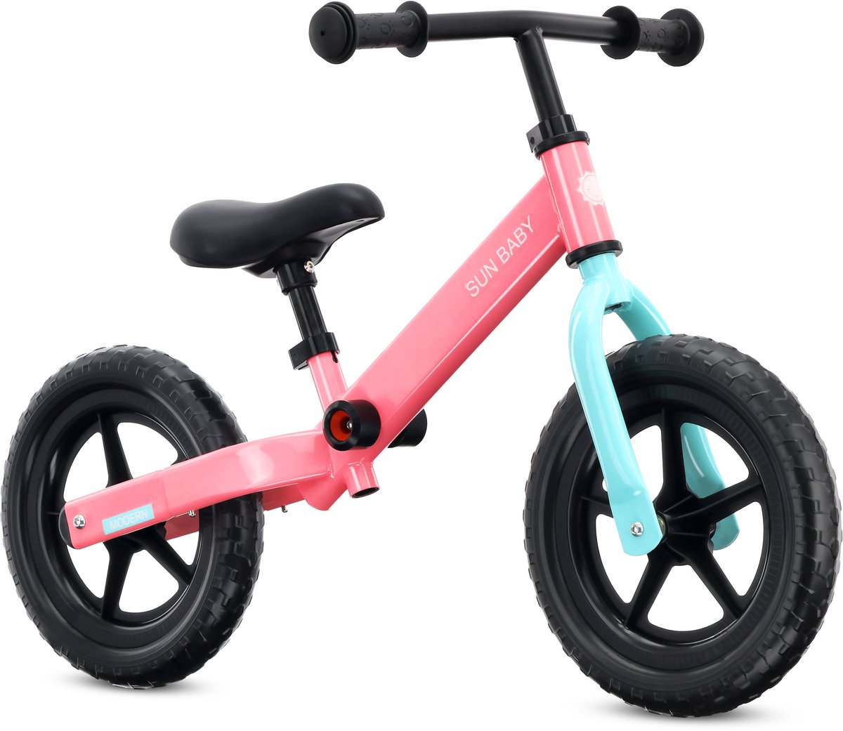 sun baby Loopfiets voor Kinderen Modern - 2 jaar, max. 30 kg, Loopfietsen, stalen frame, EVA-wielen, verstelbaar zadel en stuur - Roze-munt Loopfiets kopen online