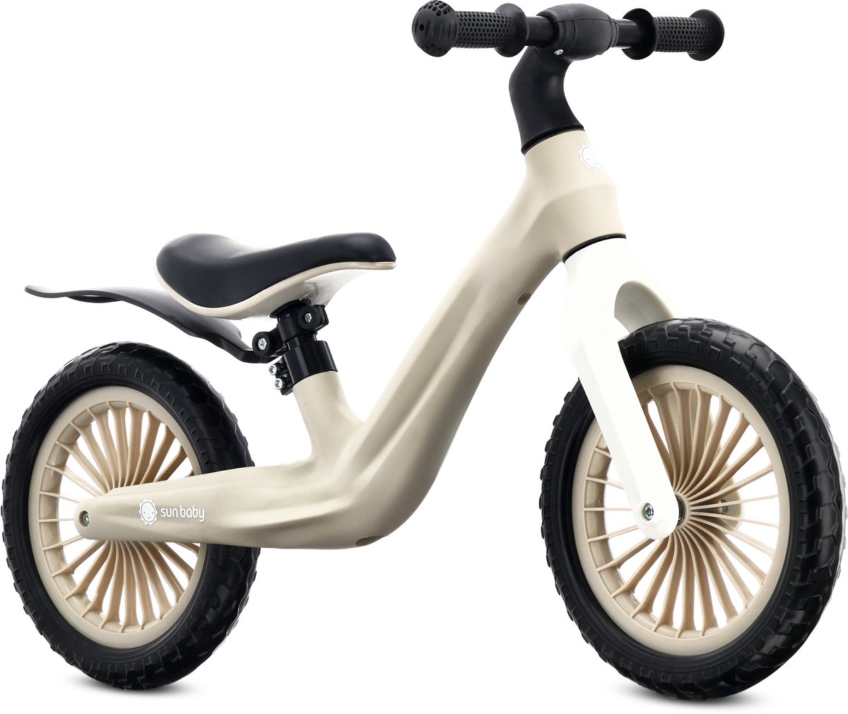 sun baby loopfiets voor kinderen sport 2 jaar max 30 kg loopfietsen nylon frame eva wielen verstelbaar zadel en stuur beige