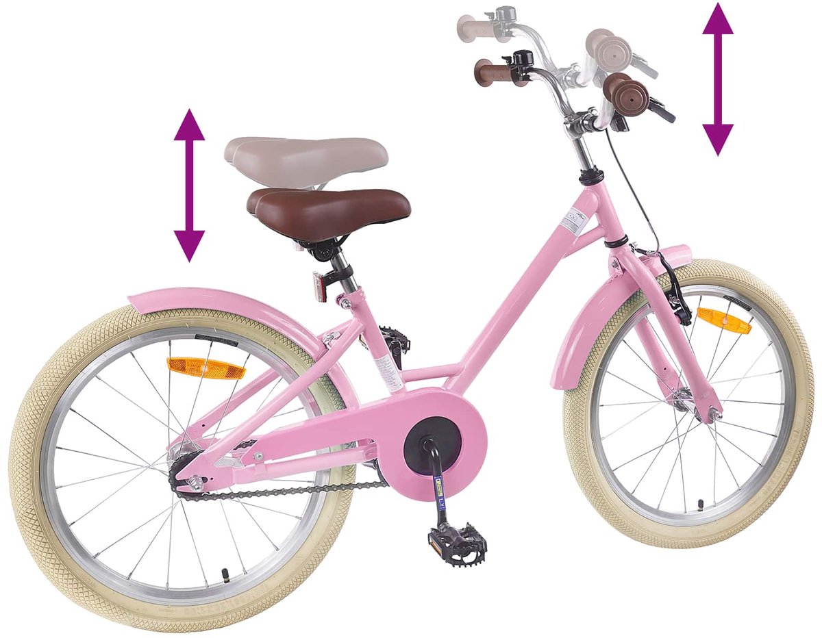 vidaxl kinderfiets 18 inch voor 5 7 jaar oud licht roze