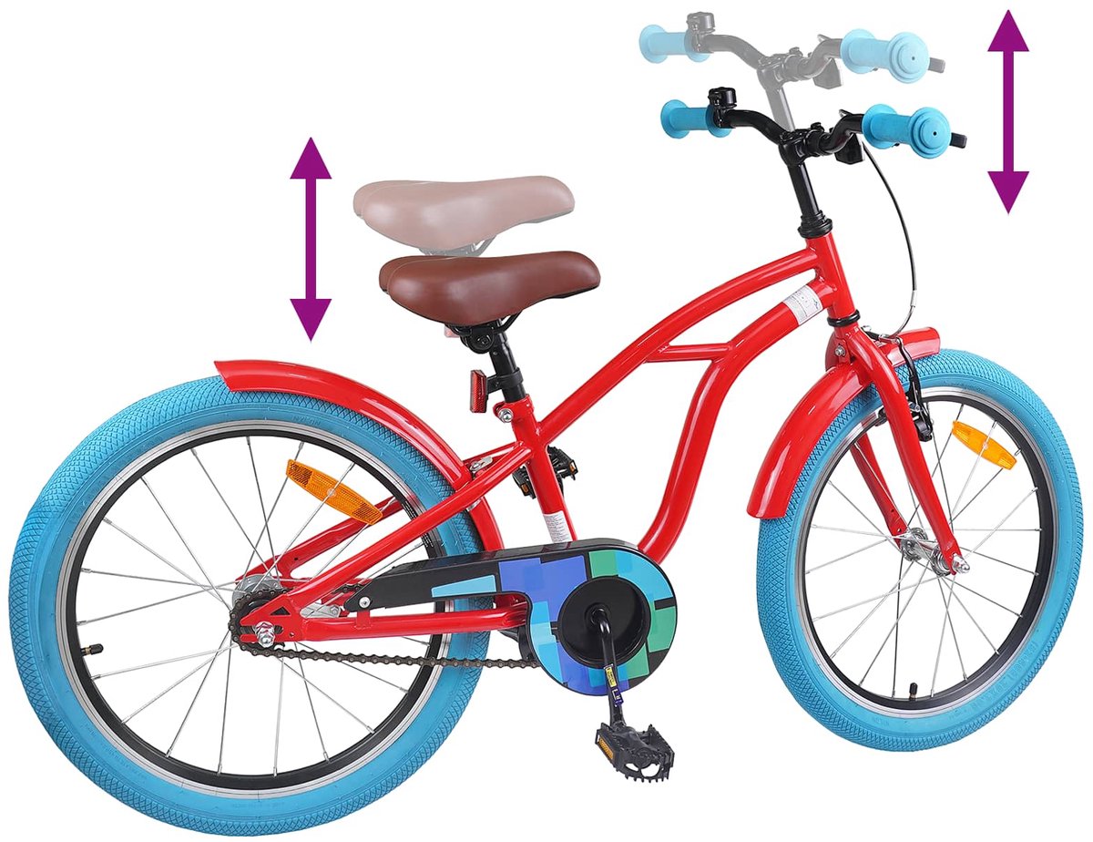 vidaXL - Kinderfiets - 18 - Inch - voor - 5-7 - jaar - oud - Rood Fiets kopen online