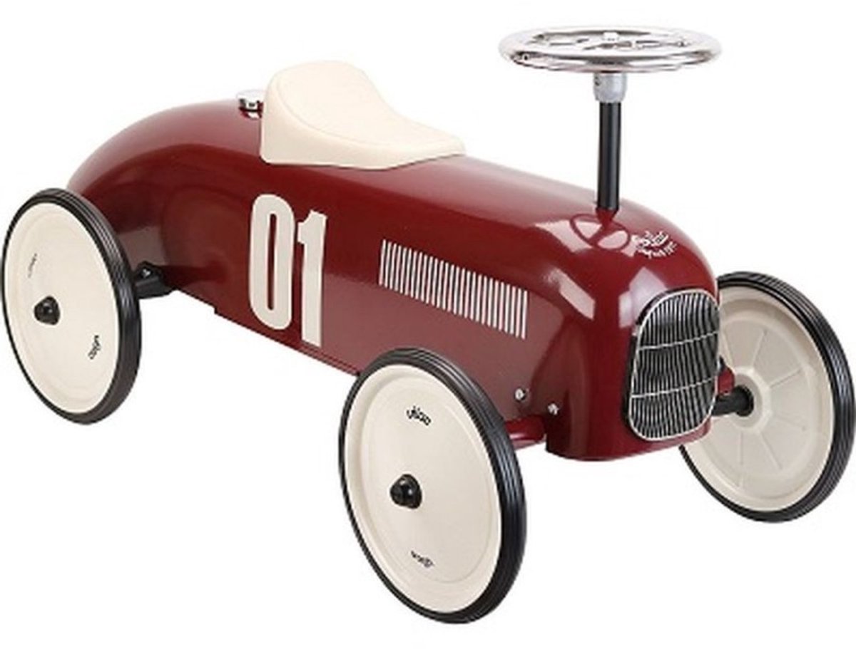 vilac loopwagen vintage bordeaux metalen ride on auto voor kinderen