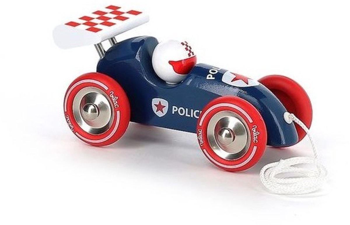 vilac raceauto politie speelgoed trekauto voor kinderen