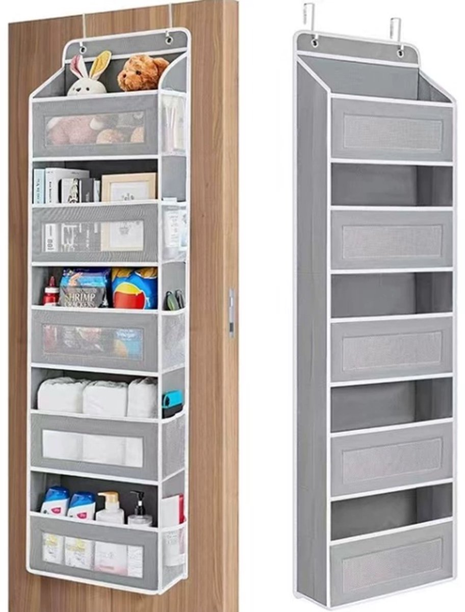 Wandplank - wandrek - Deurrek met 5 vakken - Deuropbergrek voor slaapkamer/badkamer - Grijs deurrek - Vliesstof - grijs - 40*17*145 cm Buitenspeelvoertuigaccessoire kopen online