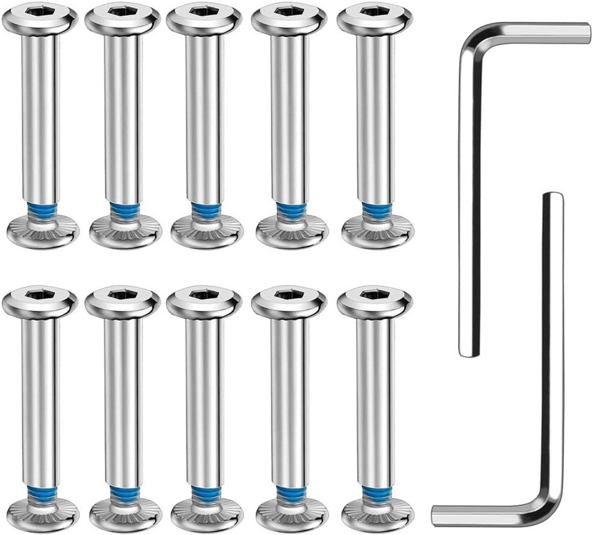 12 schroeven en 2 moersleutels voor inline skates, skate accessoires, vervangonderdelen en onderhoudsset voor skates en koffiewielen Skateonderdeel kopen online