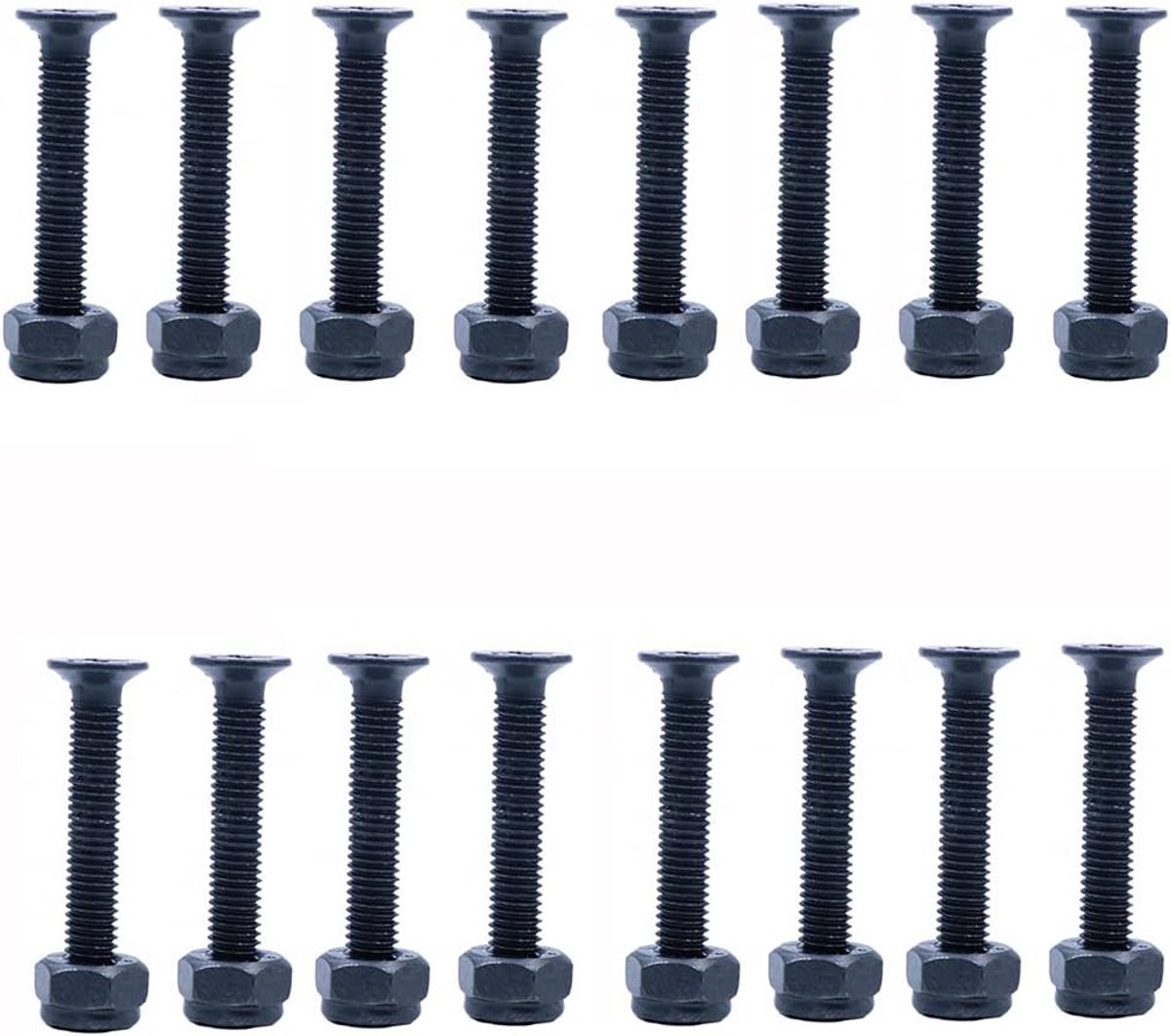 16 delige set skateboard schroeven en moeren voor longboard vervangingen 35mm truck bevestigingsmateriaal in zwart