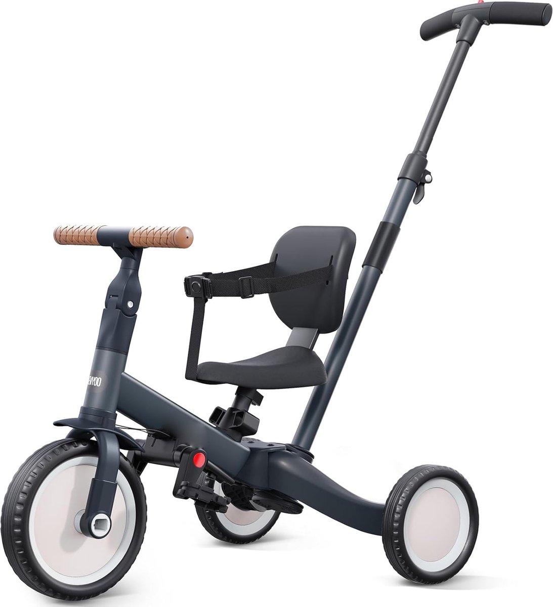 3-in-1 Driewieler voor Kinderen van 1-3 Jaar - Balansfiets met Duwstang - Verwijderbare Pedalen - Verstelbare Zitting - Donkergrijs Loopfiets kopen online