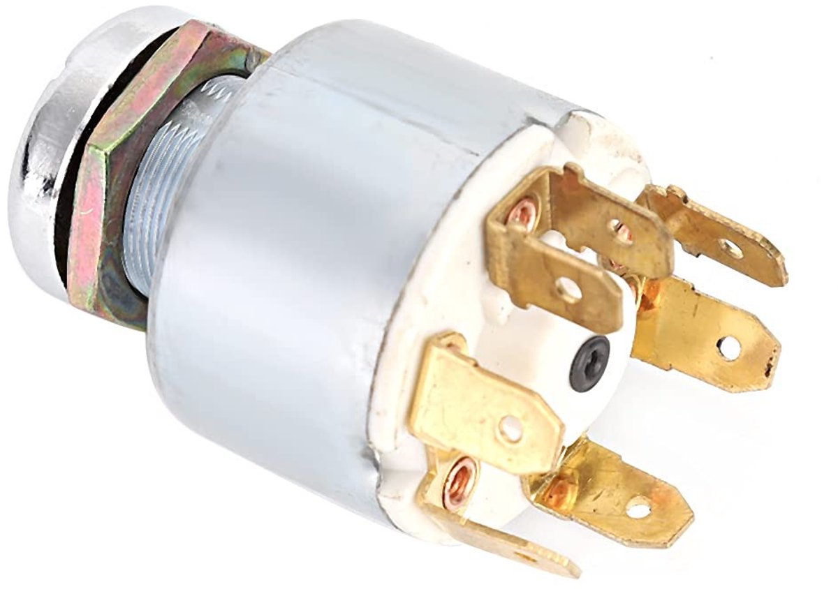 allecto contact switch button universeel 4 posities starter 12v auto vrachtwagen tractor aanhanger zwart schakelaar