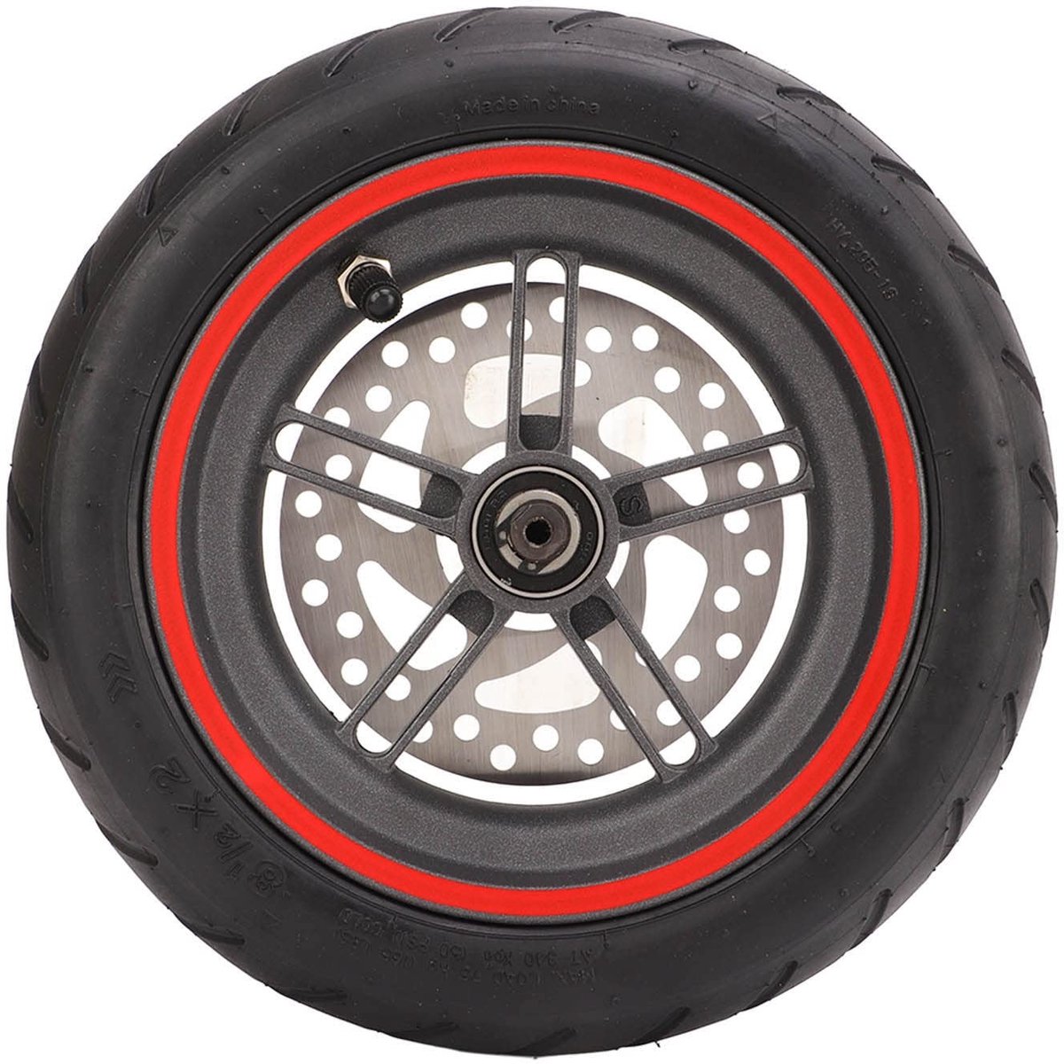 Allecto - Elektrische scooter achterwiel - 120 mm remschijf - Aluminium en rubber - Rode luchtband - Geschikt voor Xiaomi M3 - Hoogwaardig... Buitenspeelvoertuigaccessoire kopen online