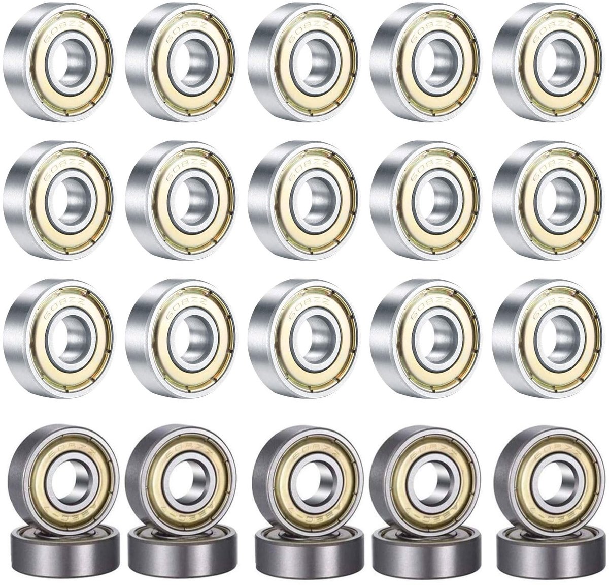 allecto kogellagers 20 stuks 608 zz kogellagers duurzaam en soepel rollend 8 mm x 22 mm x 7 mm voor schaatsen en skateboards ideaal voo