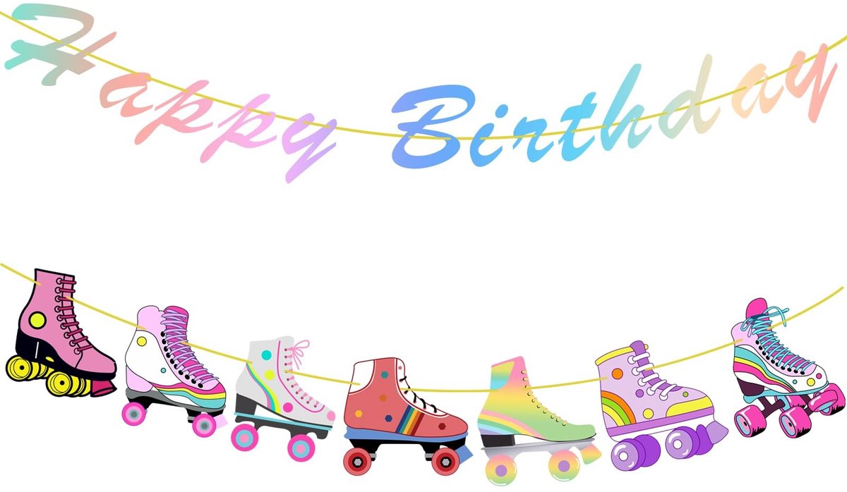 allecto verjaardagsrolschaats feestbannerdecoraties glitter rolschaatsen kleurrijk design feestdecoraties voor verjaardagsfeest thema fee