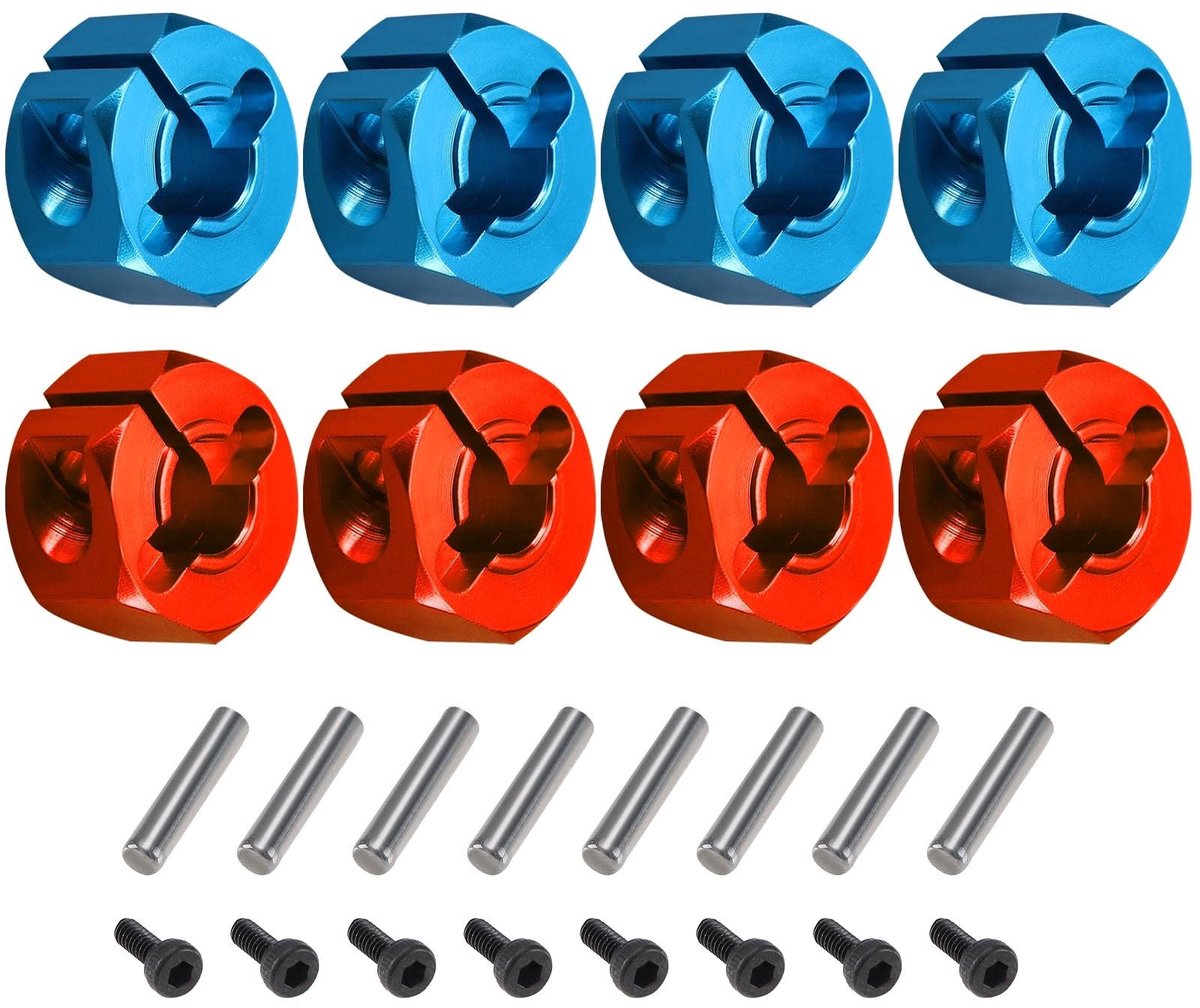 allecto wiel hex adapter aluminium wiel hub socket adapter blauw en rood compatibel met scx10 8 stuks