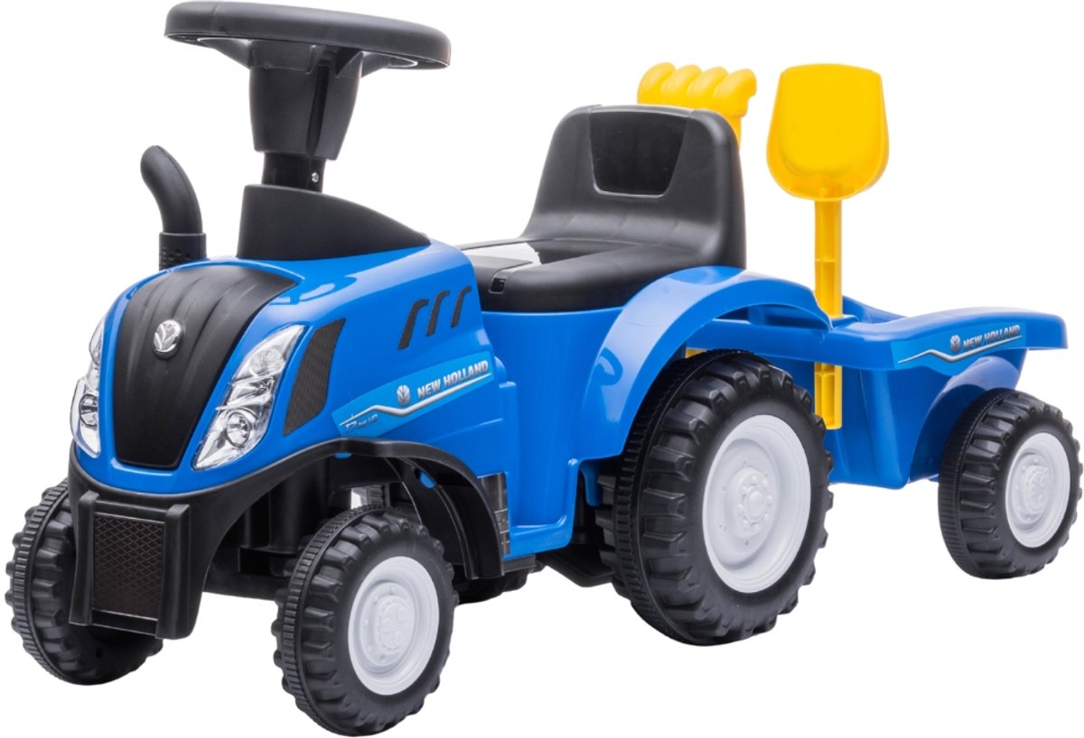 bandits angels loopauto new holland tractor met aanhanger blauw vanaf 1 jaar functionele koplampen loopwagen blauw loopauto voor jongens new holland