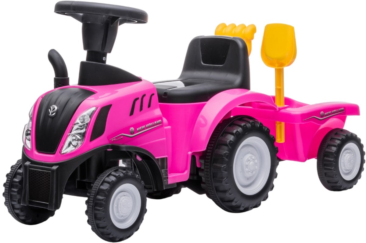 bandits angels loopauto new holland tractor met aanhanger roze vanaf 1 jaar functionele koplampen loopwagen blauw loopauto voor jongens new holland