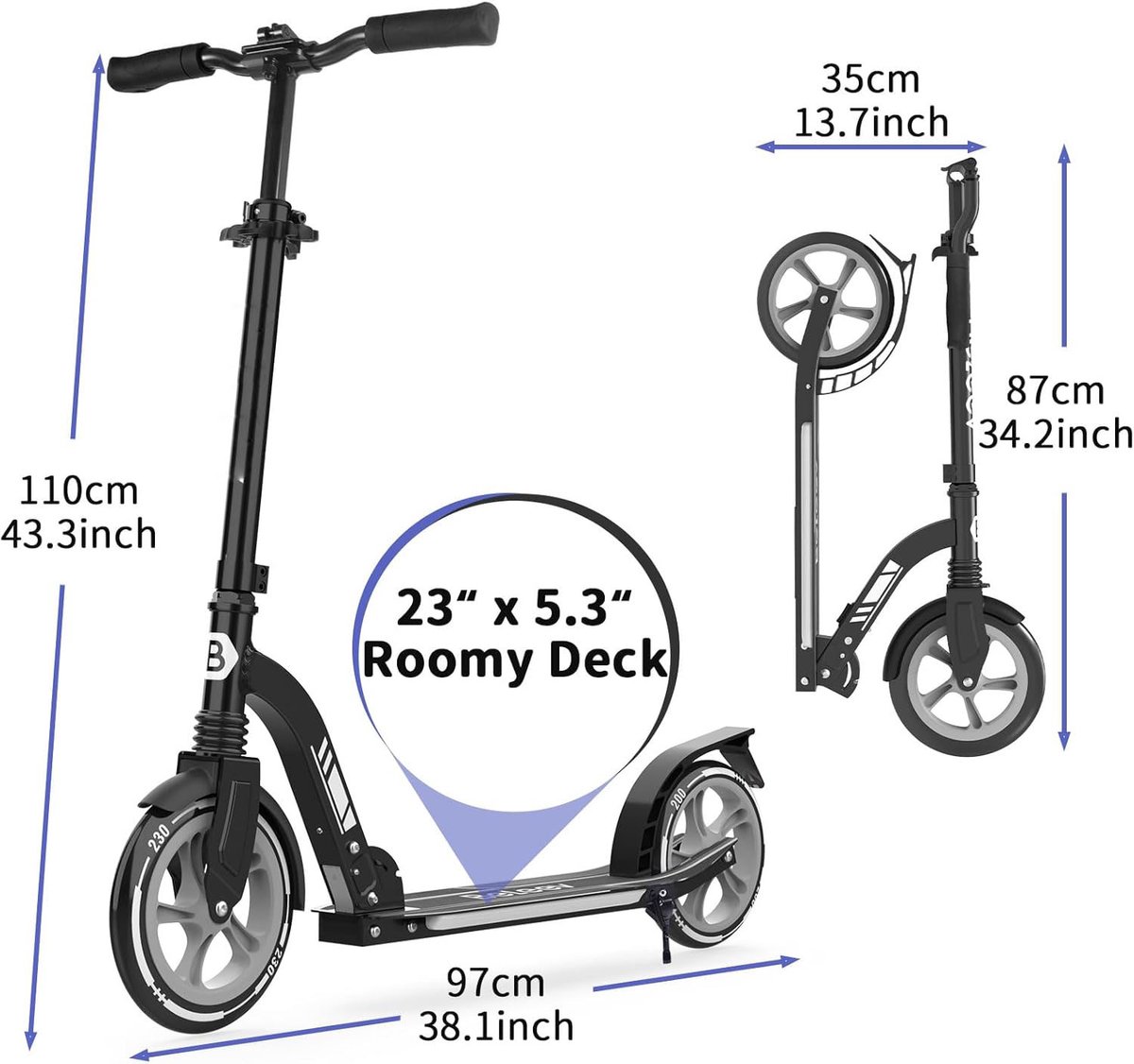big wheel step scooter voor kinderen en tieners 2 wielen lichtgevend deck opvouwbaar 5 hoogte instellingen lichtgewicht sport en commuter step scootmobiel stijl buiten speel step