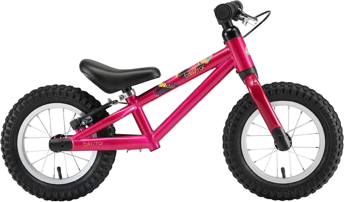 Bikestar loopfiets MTB 12 inch, donkerroze Loopfiets kopen online