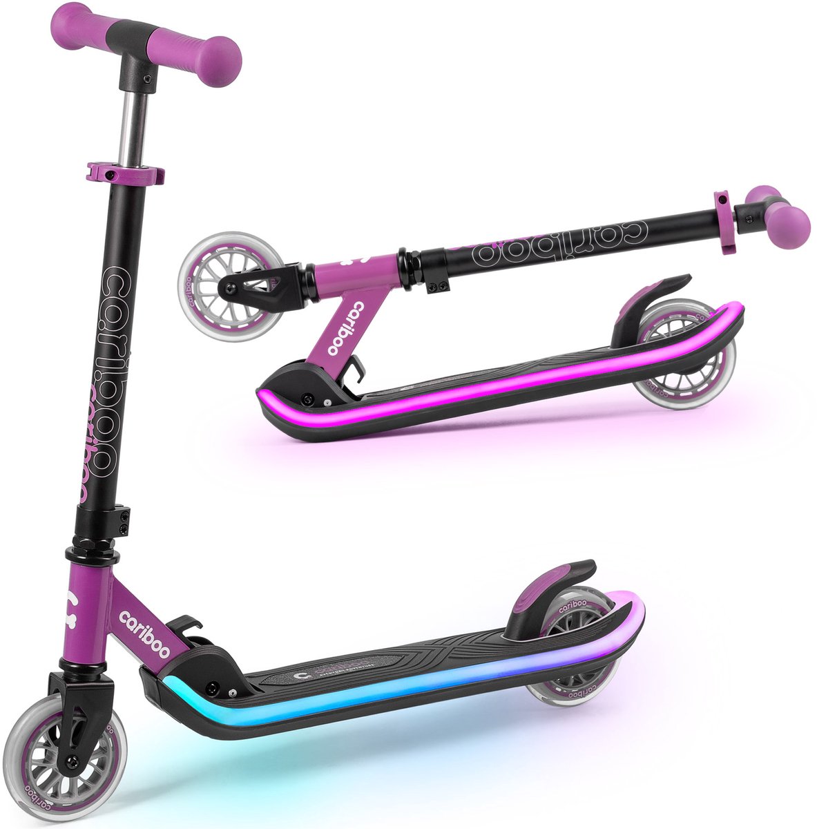 Cariboo LEDStar - Step - Scooter - Tweewielige step met lichtgevend LED-platform - Verstelbaar Stuur - Paars Step kopen online