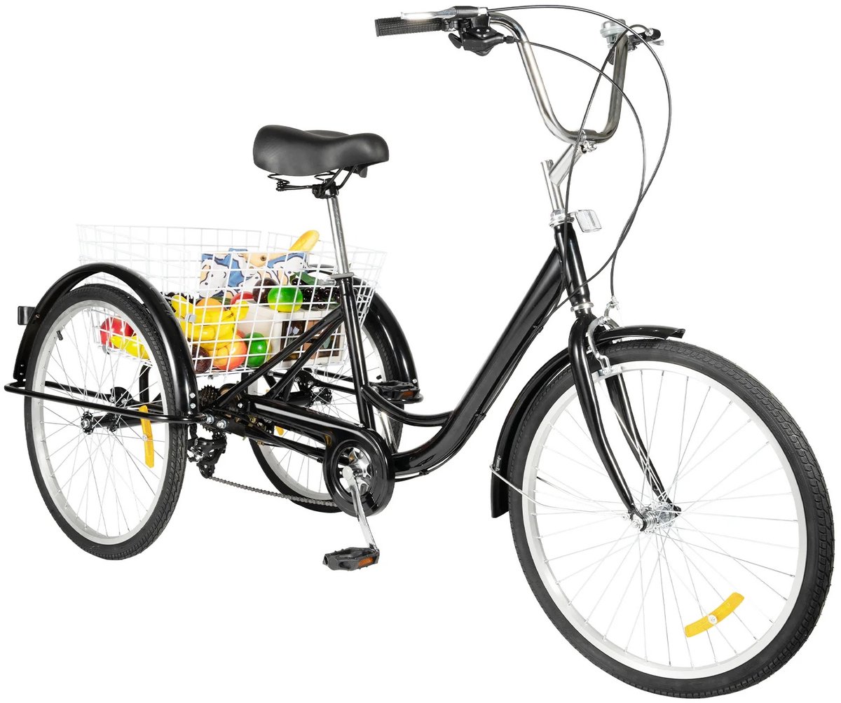 Cellista Driewielfiets Volwassenen 24 Inch - Senioren Fiets 8 Versnellingen - Transportfiets met Mand - Driewieler met Bagagemand - 120kg Belastbaar Driewieler kopen online