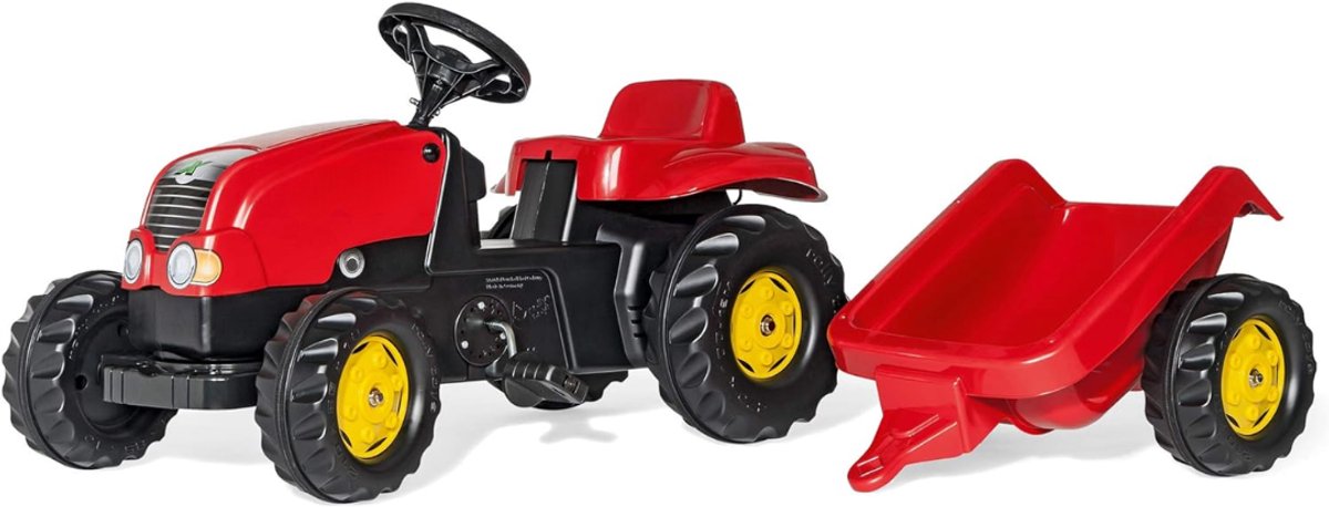 DD® Looptractor - Loopauto - Loop Tractor - met Aanhangwagen - 142x47x52cm - Rood Loopauto kopen online