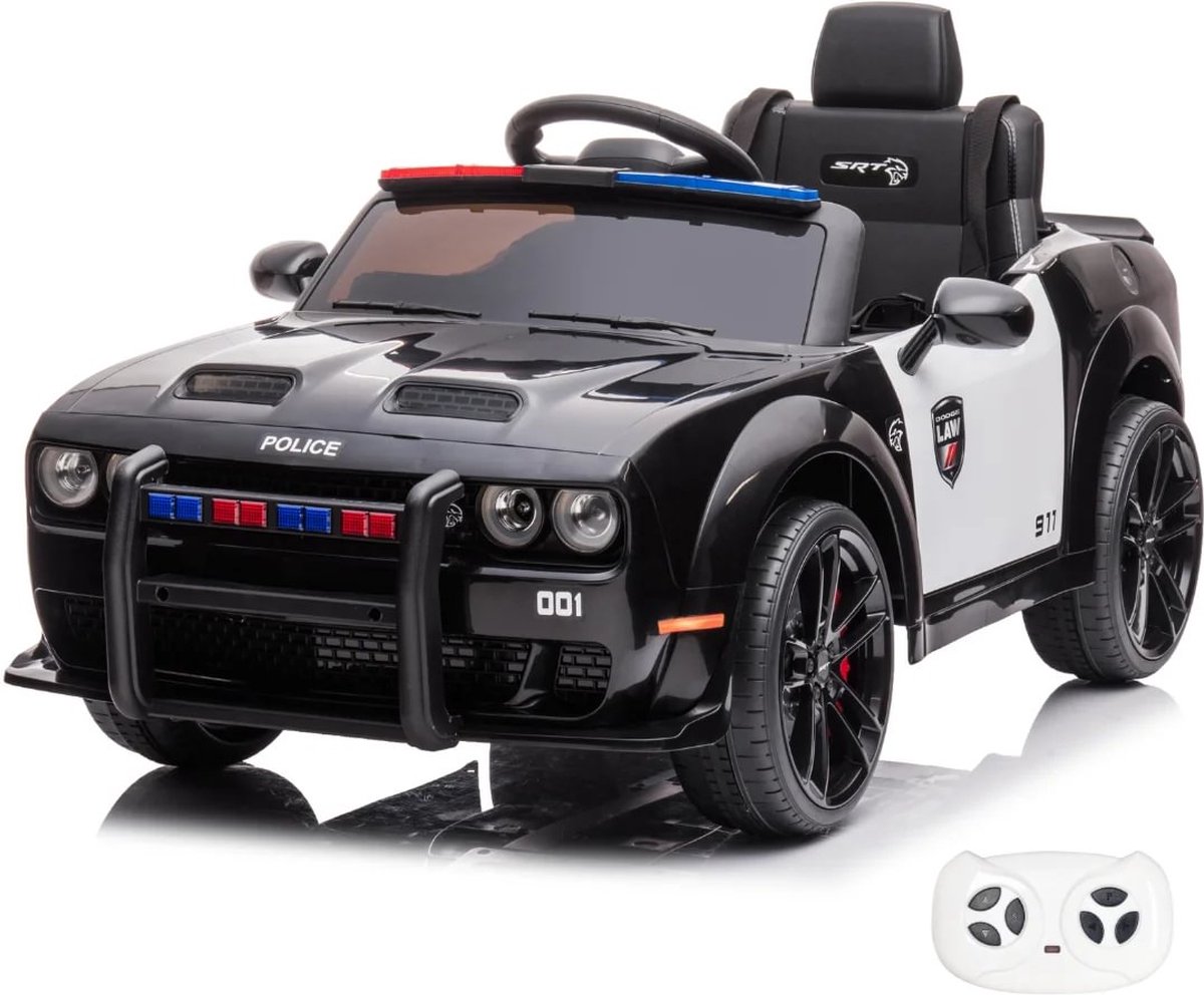dodge charger srt politieauto voor kinderen 12v 1 tot 6 jaar zwart