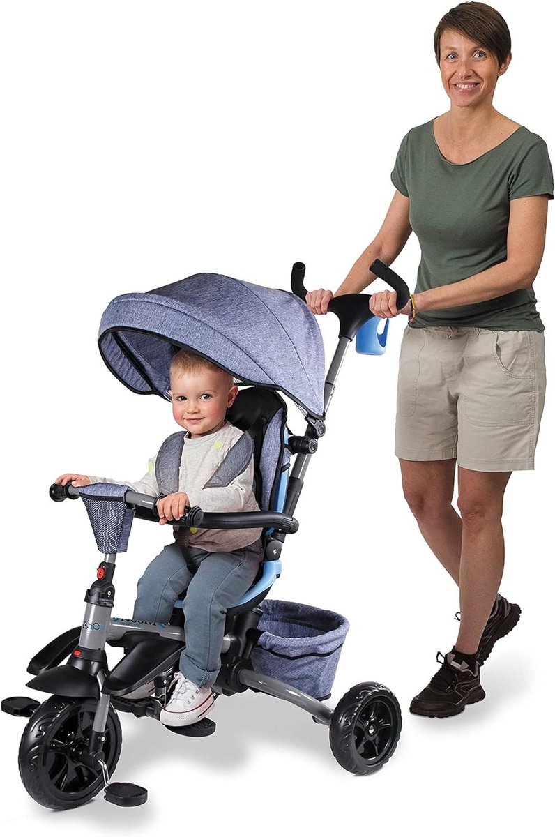 Driewieler Kinderwagen - Loopfiets Kinderstoel - Veilig Buiten Spelen - Multifunctioneel Gebruik - 12 maanden - 5 jaar - Jeansblauw Driewieler kopen online