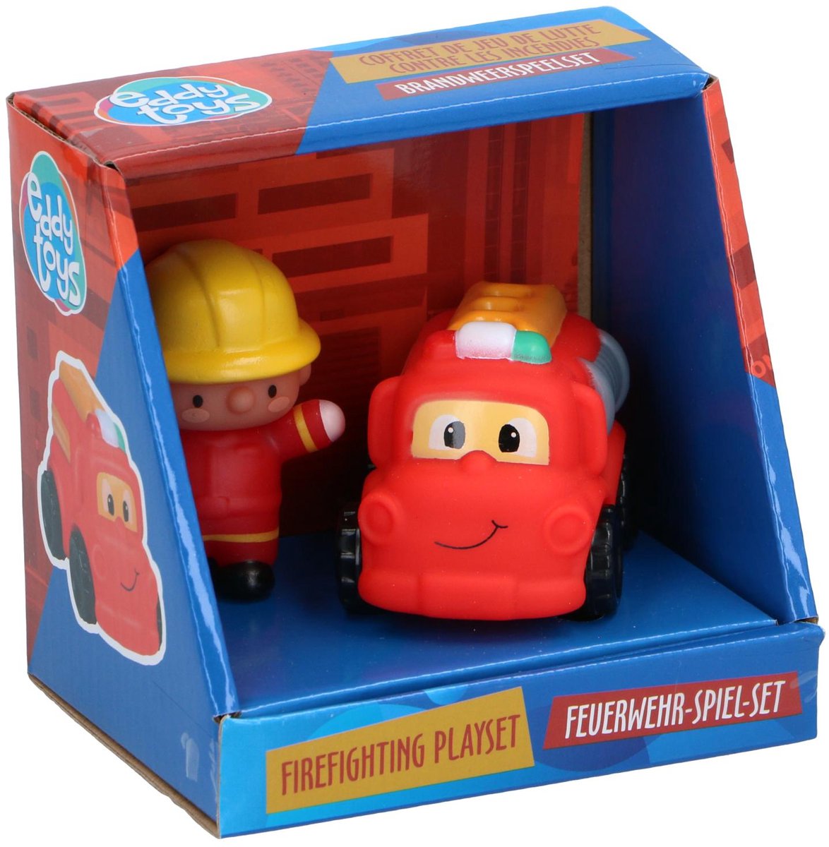 Eddy Toys Brandweer Speelset - Brandweer Auto met Brandweerman - Speelgoed Voertuig Kinderen - Rood Loopauto kopen online