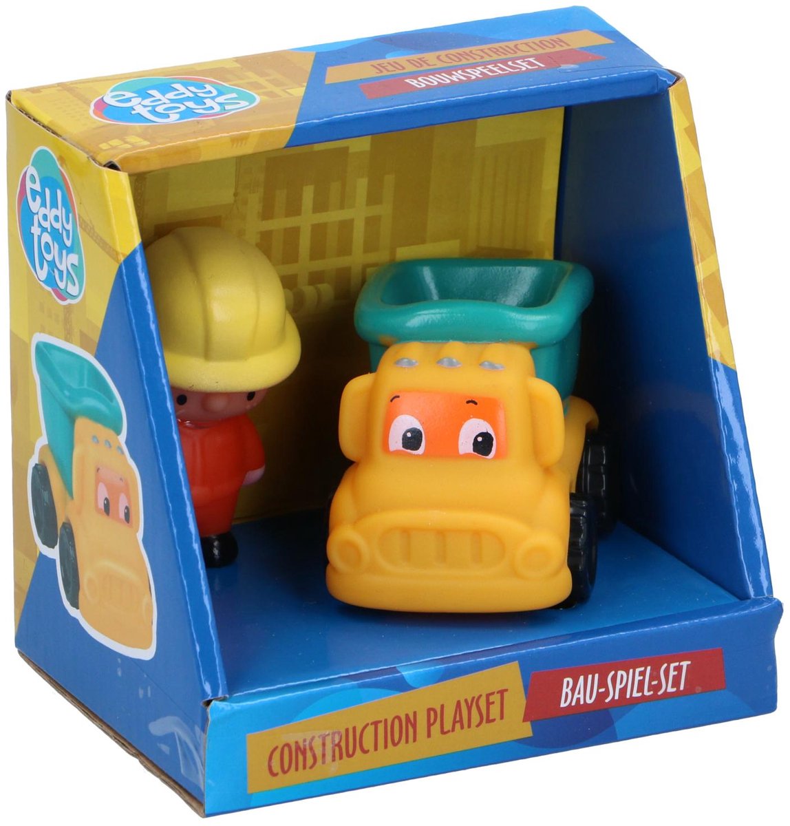 eddy toys constructie speelset constructiewagen met bouwvakker speelgoed voertuig kinderen geel