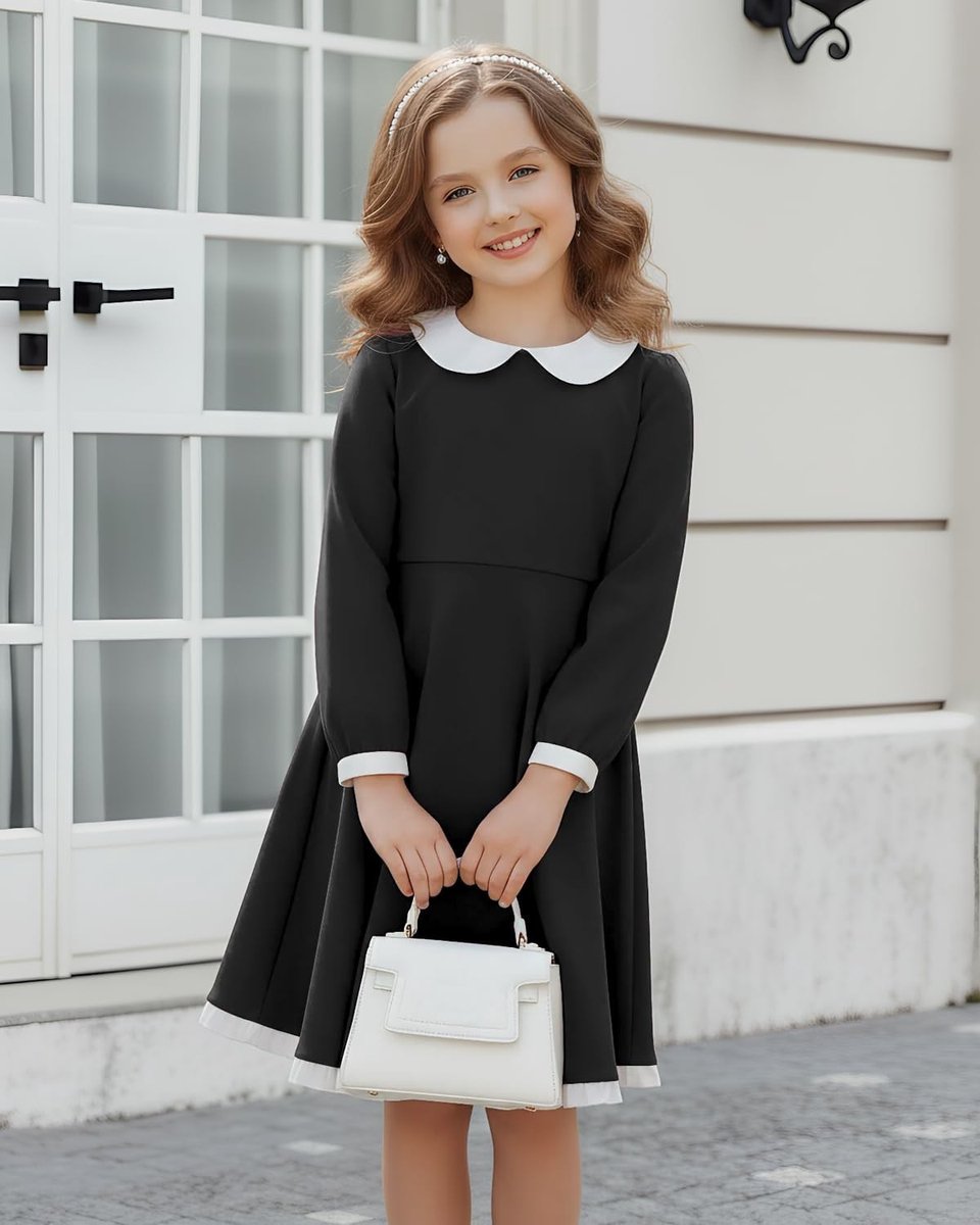 Elegante meisjes skater jurk met lange mouwen en Peter Pan kraag voor Halloween en Kerst, met zakken voor kinderen van 4-12 jaar Skateramp kopen online
