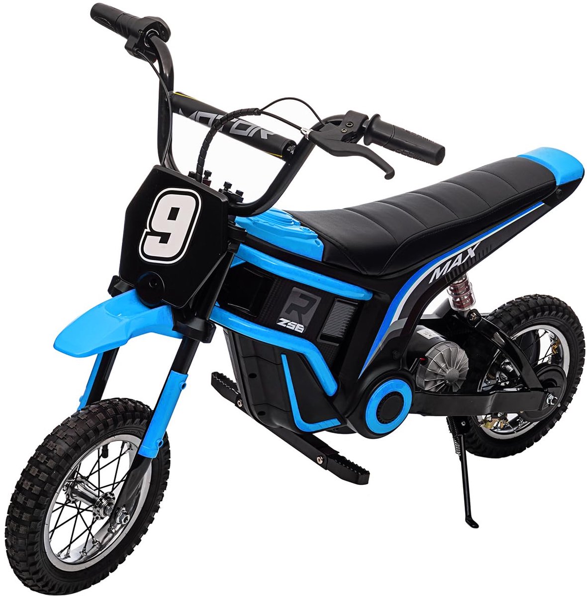 elektrische crossmotor voor kinderen 8 12 jaar 24v 350w kindermotor met 3 snelheden tot 23 km u all terrain vering max 60 kg blauw