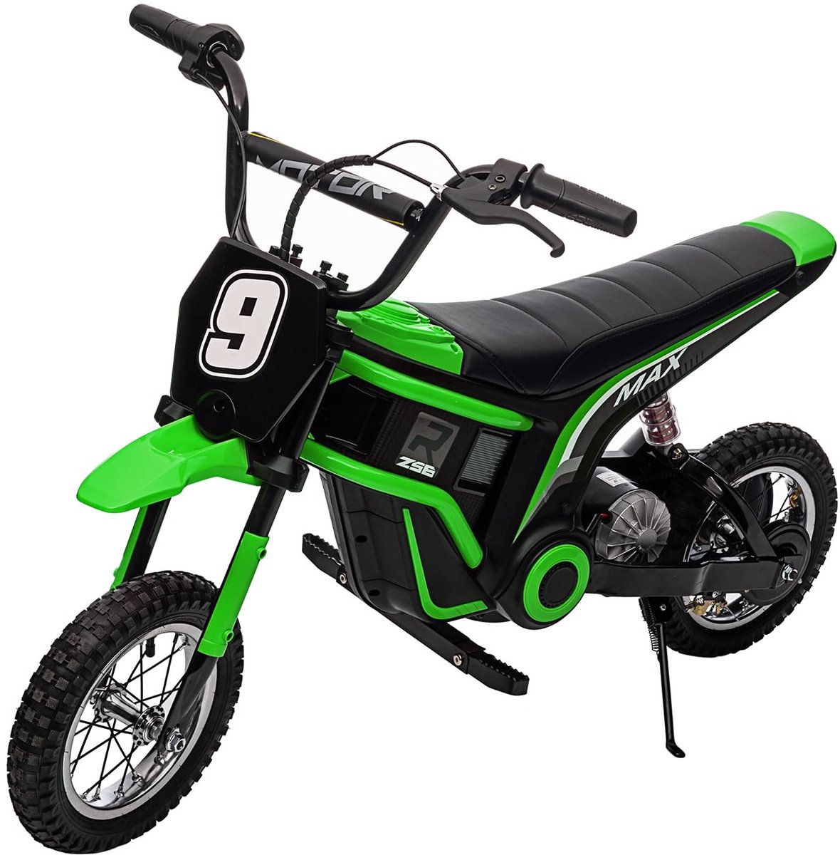 elektrische crossmotor voor kinderen 8 12 jaar 24v 350w kindermotor met 3 snelheden tot 23 km u all terrain vering max 60 kg groen